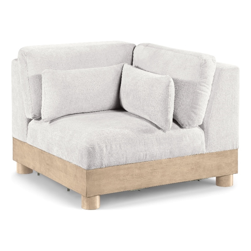 Meridian Furniture Turin Cream Chenille Fabric Upholstered Modular Corner Chair