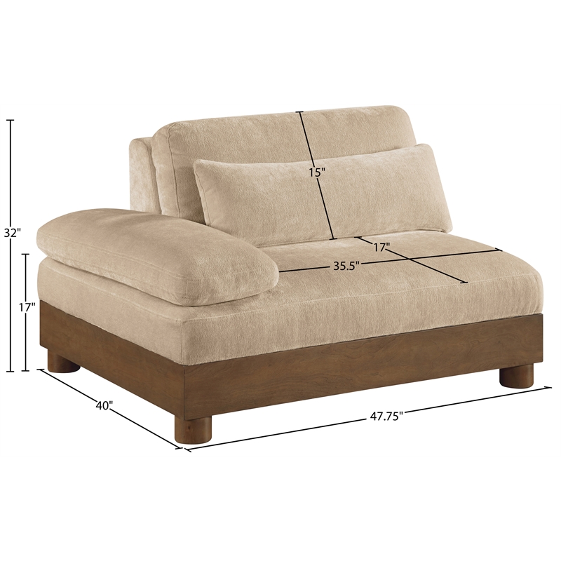 Meridian Furniture Turin Beige Chenille Upholstered Modular Left Arm Chair