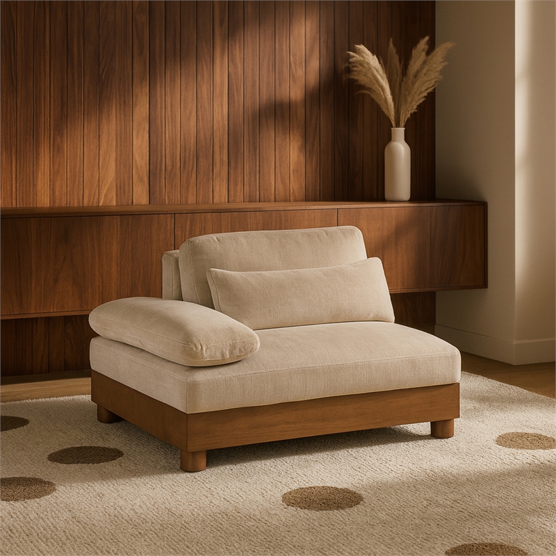 Meridian Furniture Turin Beige Chenille Upholstered Modular Left Arm Chair