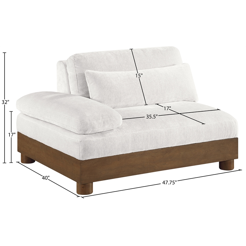 Meridian Furniture Turin Cream Chenille Upholstered Modular Left Arm Chair