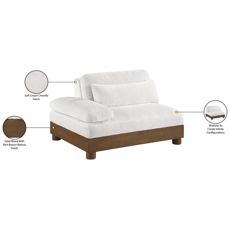 Meridian Furniture Turin Cream Chenille Upholstered Modular Left Arm Chair