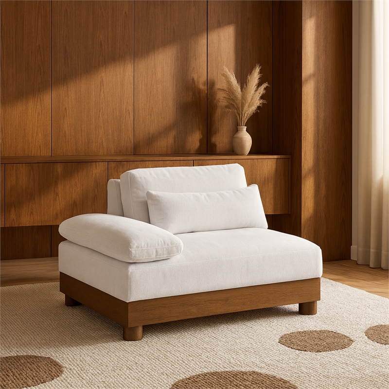 Meridian Furniture Turin Cream Chenille Upholstered Modular Left Arm Chair