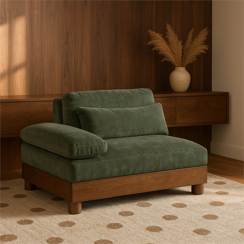 Meridian Furniture Turin Green Chenille Upholstered Modular Left Arm Chair