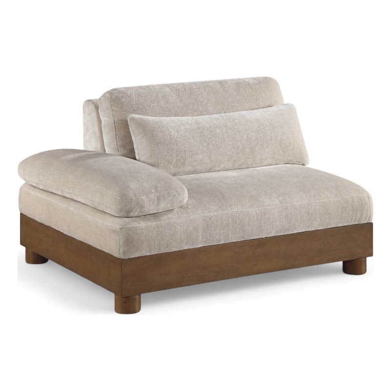 Meridian Furniture Turin Taupe Chenille Upholstered Modular Left Arm Chair