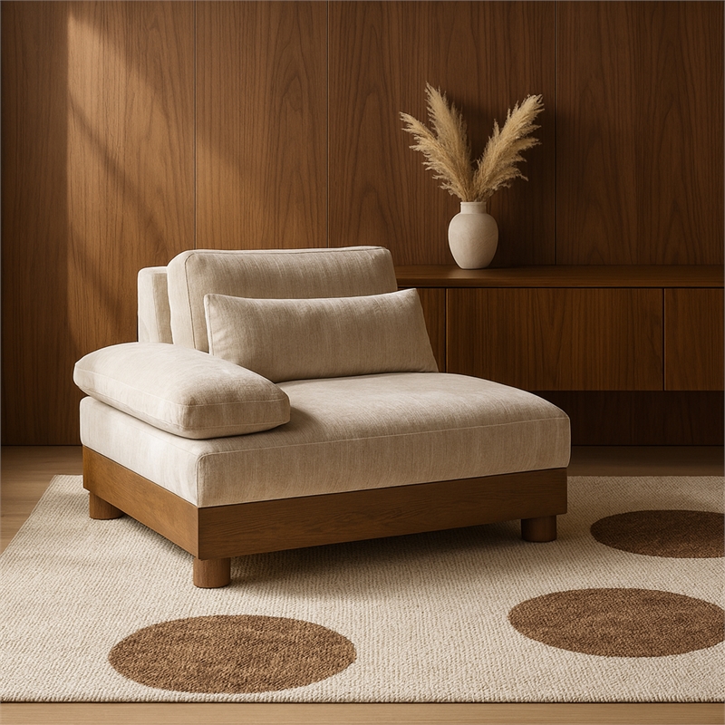 Meridian Furniture Turin Taupe Chenille Upholstered Modular Left Arm Chair