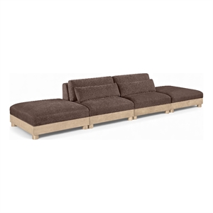 Meridian Furniture Turin 160&quot Brown Chenille Fabric 4pc. Modular Sofa