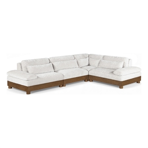 Meridian Furniture Turin 127.75&quot Cream Chenille Fabric 4pc. Modular Sectional