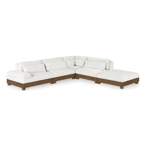 Meridian Furniture Turin 120&quot Cream Chenille Fabric 5pc. Modular Sectional