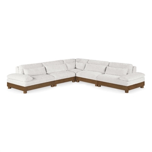 Meridian Furniture Turin 127.75&quot Cream Chenille Fabric 5pc. Modular Sectional