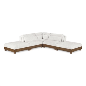 Meridian Furniture Turin 120&quot Cream Chenille Fabric 5pc. Modular Sectional