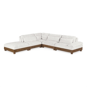 Meridian Furniture Turin 127.75&quot Cream Chenille Fabric 5pc. Modular Sectional