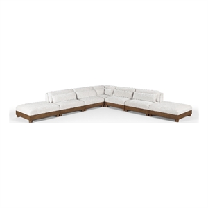 Meridian Furniture Turin 160&quot Cream Chenille Fabric 7pc. Modular Sectional