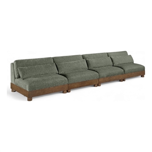 Meridian Furniture Turin 160&quot Green Chenille Fabric 4pc. Modular Sofa