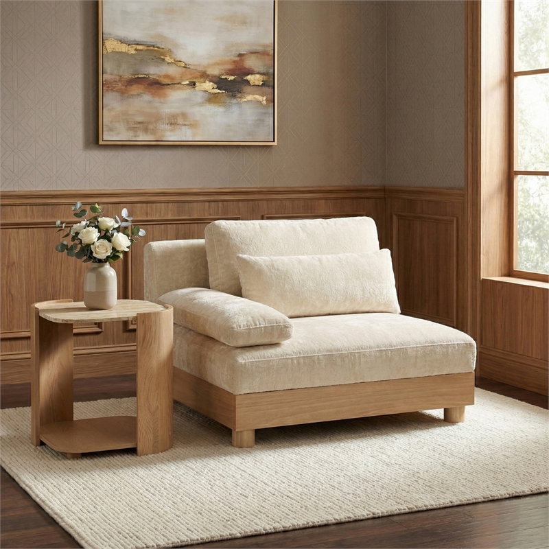 Meridian Furniture Turin Cream Chenille Upholstered Modular Left Arm Chair
