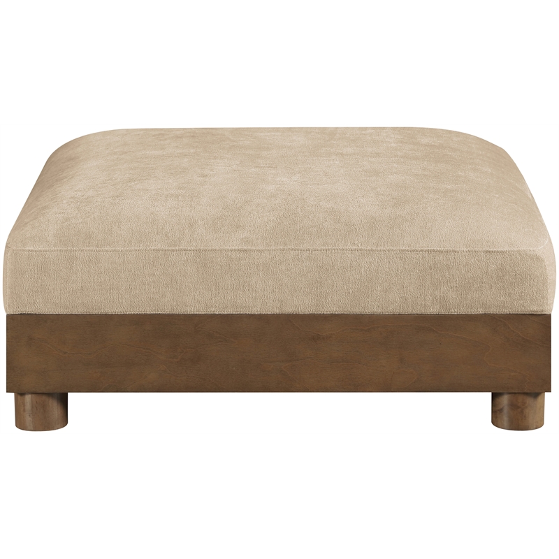 Meridian Furniture Turin Beige Chenille Fabric Upholstered Modular Ottoman