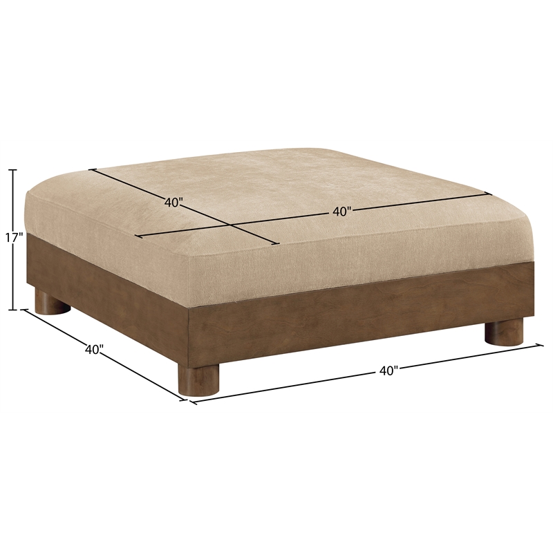 Meridian Furniture Turin Beige Chenille Fabric Upholstered Modular Ottoman