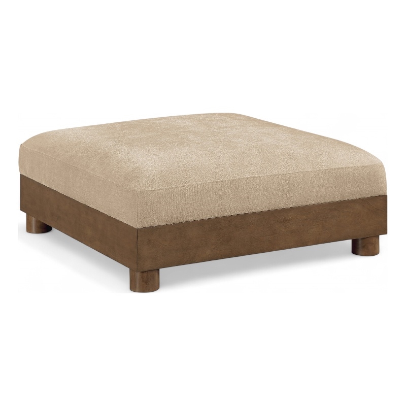 Meridian Furniture Turin Beige Chenille Fabric Upholstered Modular Ottoman
