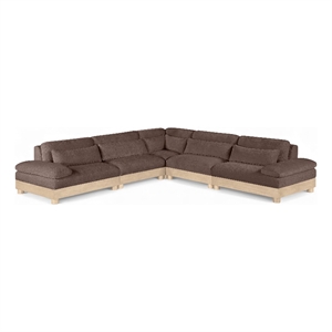 Meridian Furniture Turin 127.75&quot Brown Chenille Fabric 5pc. Modular Sectional