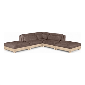Meridian Furniture Turin 120&quot Brown Chenille Fabric 5pc. Modular Sectional