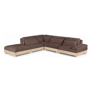 Meridian Furniture Turin 127.75&quot Brown Chenille Fabric 5pc. Modular Sectional