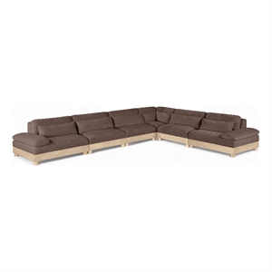 Meridian Furniture Turin 167.75&quot Brown Chenille Fabric 6pc. Modular Sectional
