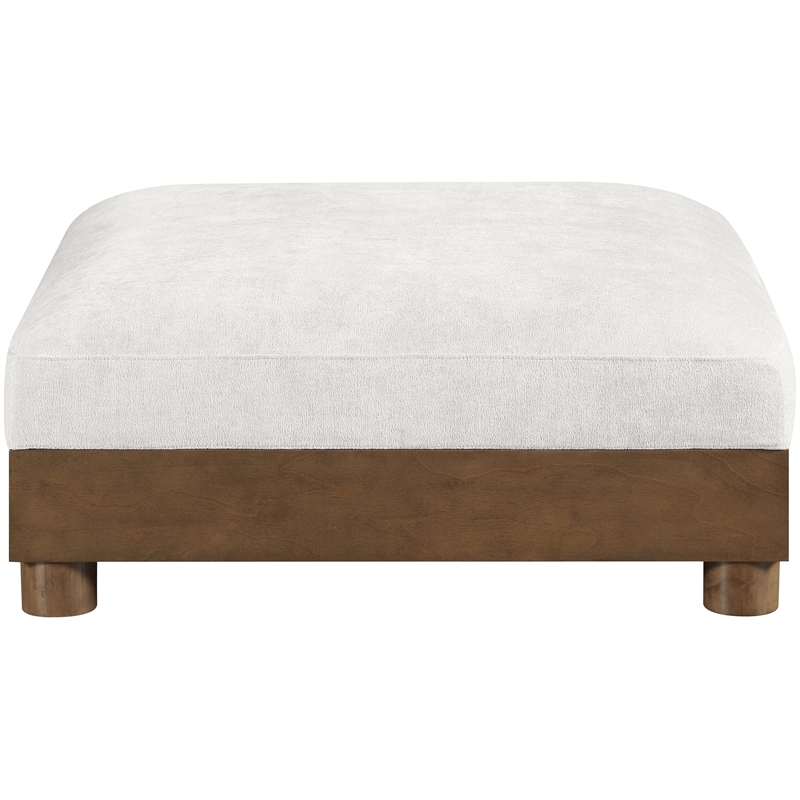 Meridian Furniture Turin Cream Chenille Fabric Upholstered Modular Ottoman