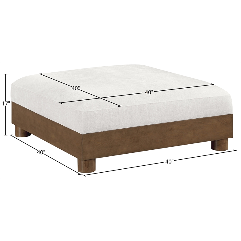 Meridian Furniture Turin Cream Chenille Fabric Upholstered Modular Ottoman