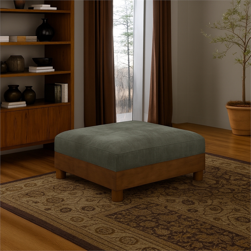 Meridian Furniture Turin Green Chenille Fabric Upholstered Modular Ottoman