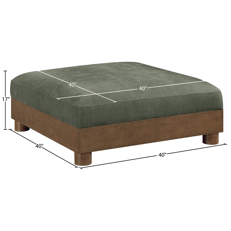 Meridian Furniture Turin Green Chenille Fabric Upholstered Modular Ottoman