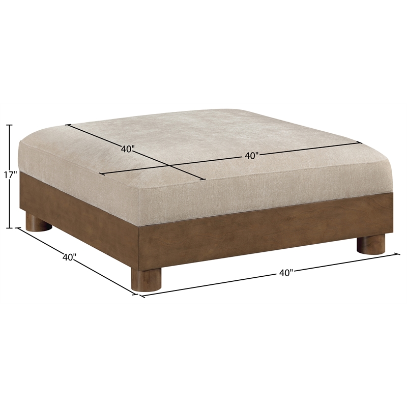 Meridian Furniture Turin Taupe Chenille Fabric Upholstered Modular Ottoman