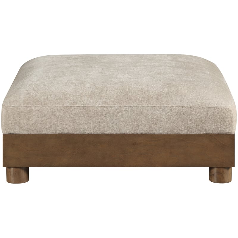 Meridian Furniture Turin Taupe Chenille Fabric Upholstered Modular Ottoman