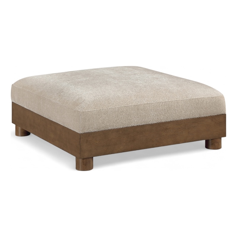 Meridian Furniture Turin Taupe Chenille Fabric Upholstered Modular Ottoman