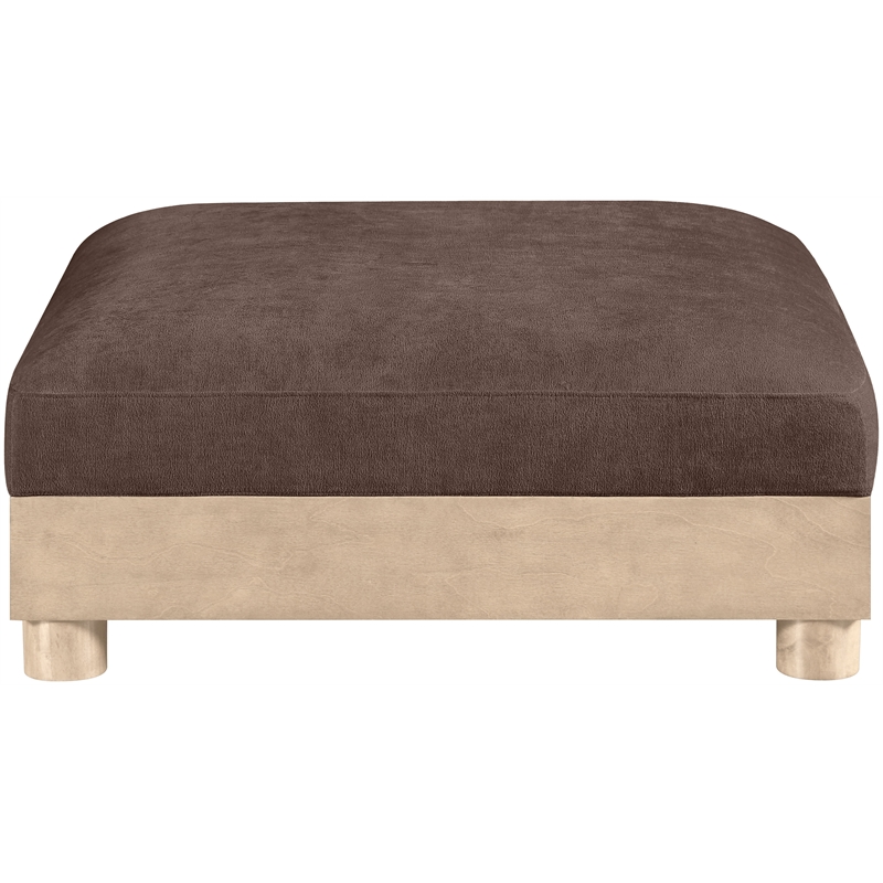 Meridian Furniture Turin Brown Chenille Fabric Upholstered Modular Ottoman