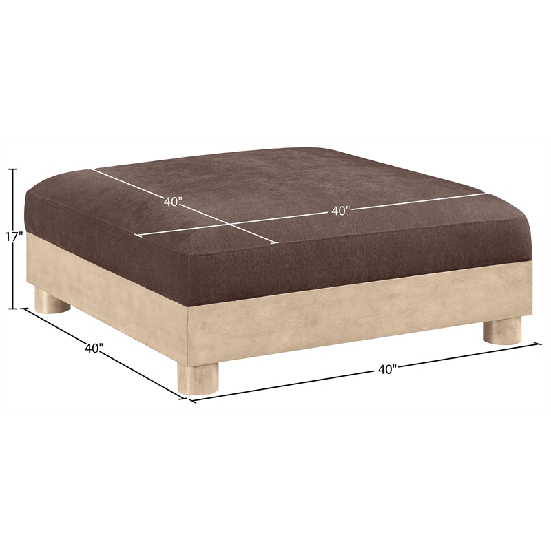 Meridian Furniture Turin Brown Chenille Fabric Upholstered Modular Ottoman