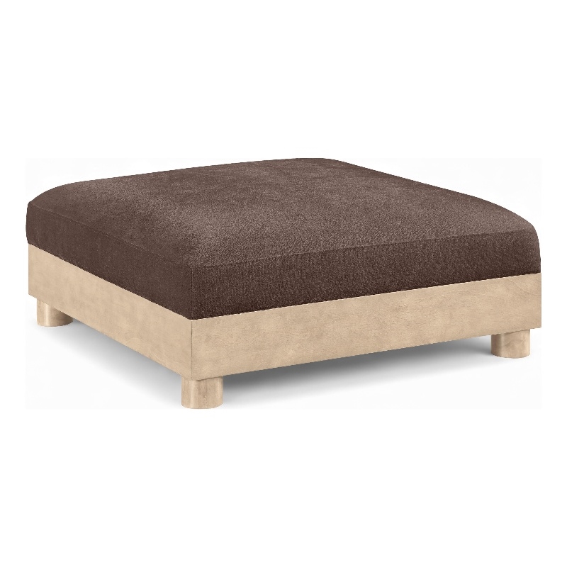 Meridian Furniture Turin Brown Chenille Fabric Upholstered Modular Ottoman