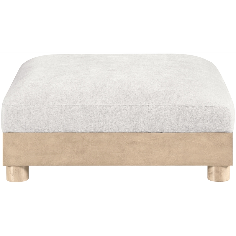 Meridian Furniture Turin Cream Chenille Fabric Upholstered Modular Ottoman