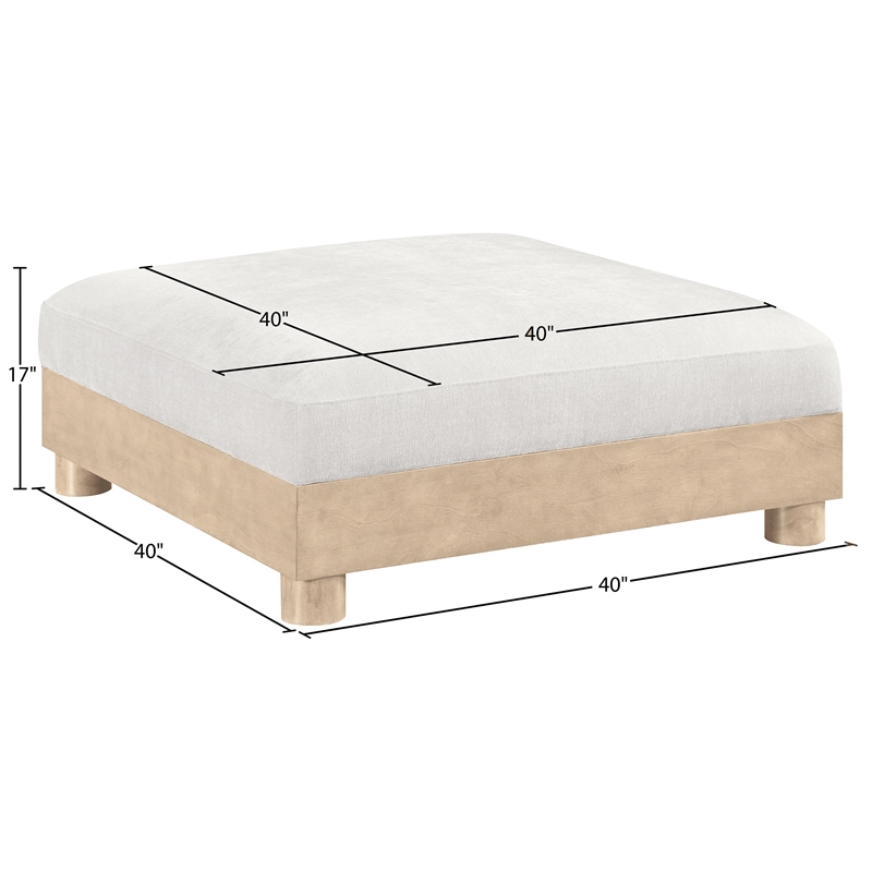 Meridian Furniture Turin Cream Chenille Fabric Upholstered Modular Ottoman