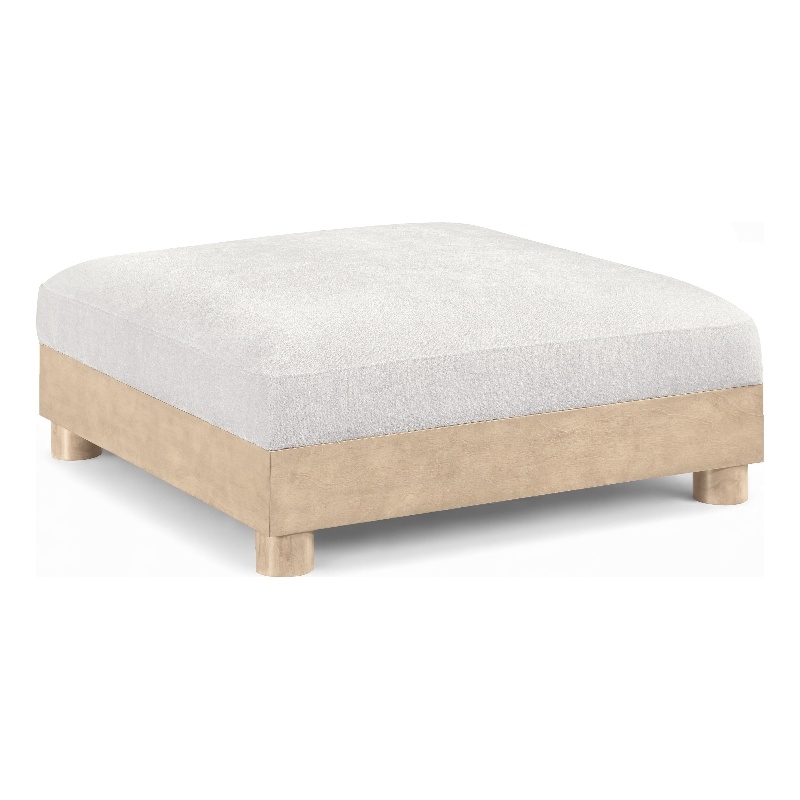 Meridian Furniture Turin Cream Chenille Fabric Upholstered Modular Ottoman