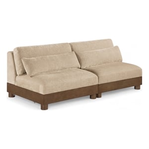 Meridian Furniture Turin 80&quot Beige Chenille Fabric 2pc. Modular Loveseat