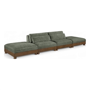 Meridian Furniture Turin 160&quot Green Chenille Fabric 4pc. Modular Sofa
