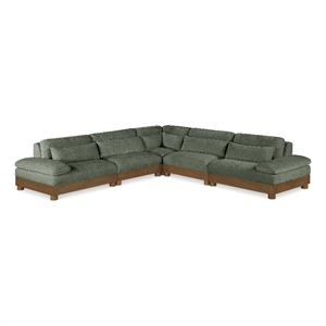 Meridian Furniture Turin 127.75&quot Green Chenille Fabric 5pc. Modular Sectional
