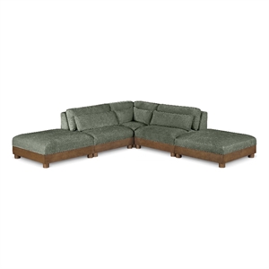 Meridian Furniture Turin 120&quot Green Chenille Fabric 5pc. Modular Sectional