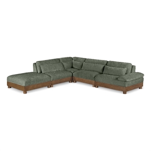 Meridian Furniture Turin 127.75&quot Green Chenille Fabric 5pc. Modular Sectional