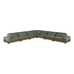 Meridian Furniture Turin 167.75&quot Green Chenille Fabric 7pc. Modular Sectional