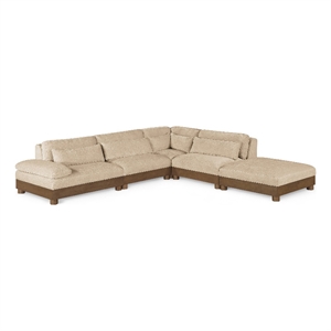 Meridian Furniture Turin 120&quot Beige Chenille Fabric 5pc. Modular Sectional