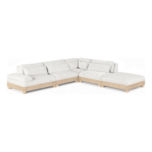 Meridian Furniture Turin 120&quot Cream Chenille Fabric 5pc. Modular Sectional