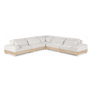 Meridian Furniture Turin 127.75&quot Cream Chenille Fabric 5pc. Modular Sectional