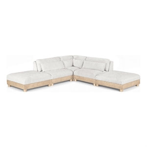 Meridian Furniture Turin 120&quot Cream Chenille Fabric 5pc. Modular Sectional