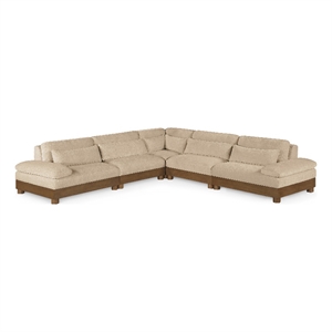 Meridian Furniture Turin 127.75&quot Beige Chenille Fabric 5pc. Modular Sectional