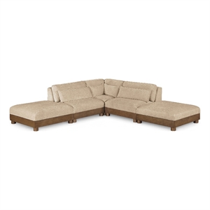Meridian Furniture Turin 120&quot Beige Chenille Fabric 5pc. Modular Sectional